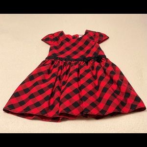 3T Red/Black Buffalo Check Dress With Bow Detail